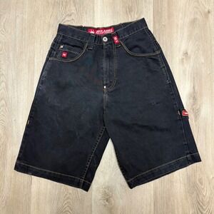 JNCO Jeans Flaming Skull Jean Shorts 28" Waist Unisex Vintage Y2K Embroidered
